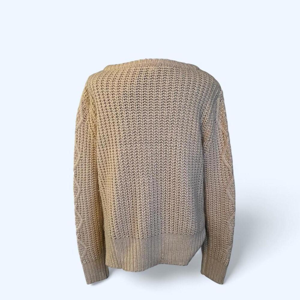 Cream chunky knit sweater ๐ค size small cable knit cozy cropped cottagecore - Picture 3 of 6